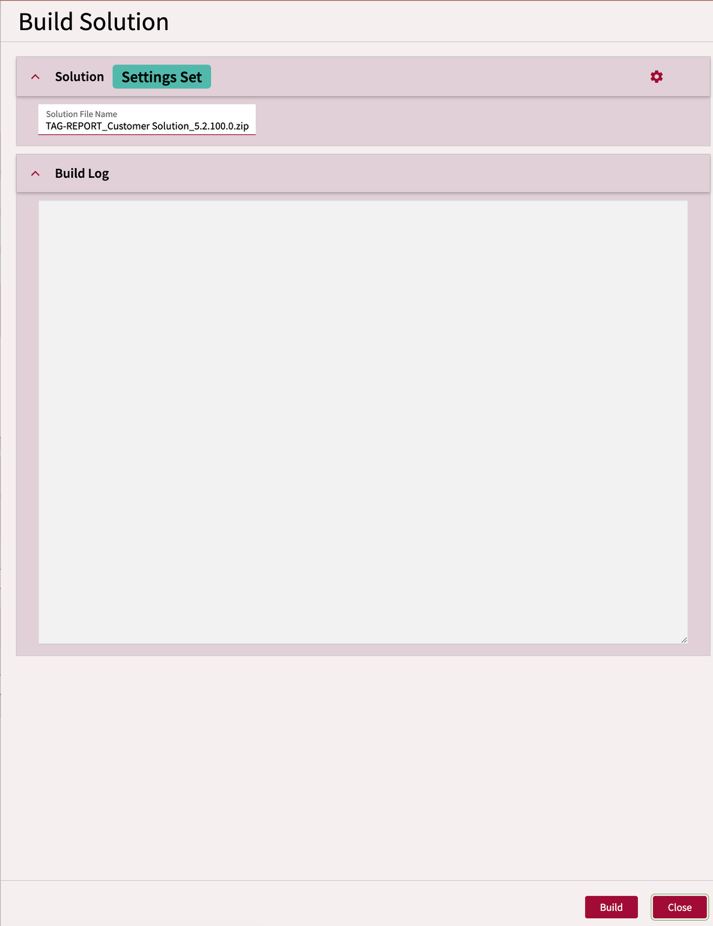 Build solution slider with the Build button at bottom right